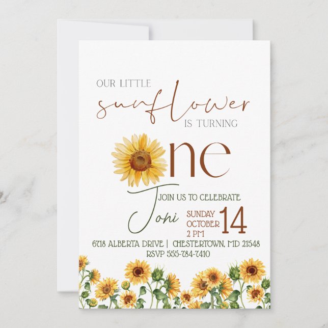 Convite Rustic Sunflower watercolor Aniversário (Frente)