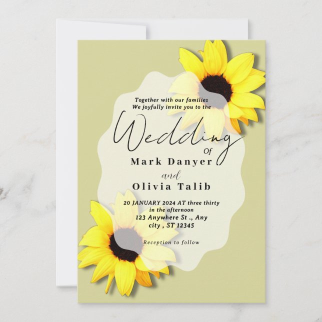 Convite Rustic Sunflower Weditation (Frente)