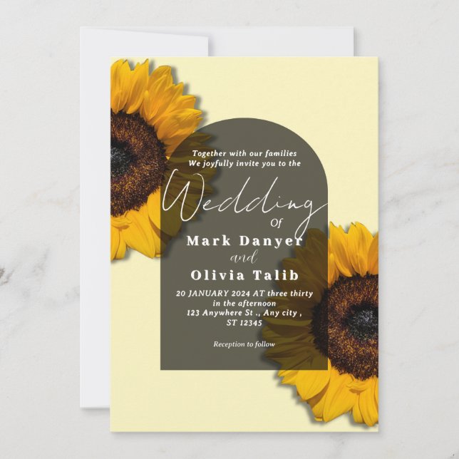 Convite Rustic Sunflower Weditation (Frente)