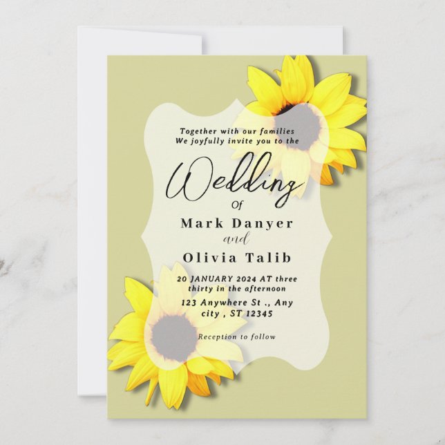 Convite Rustic Sunflower Weditation (Frente)