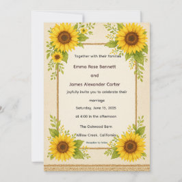 Convite Rustic Sunflower Weditation