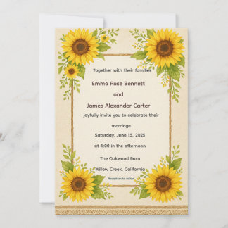 Convite Rustic Sunflower Weditation