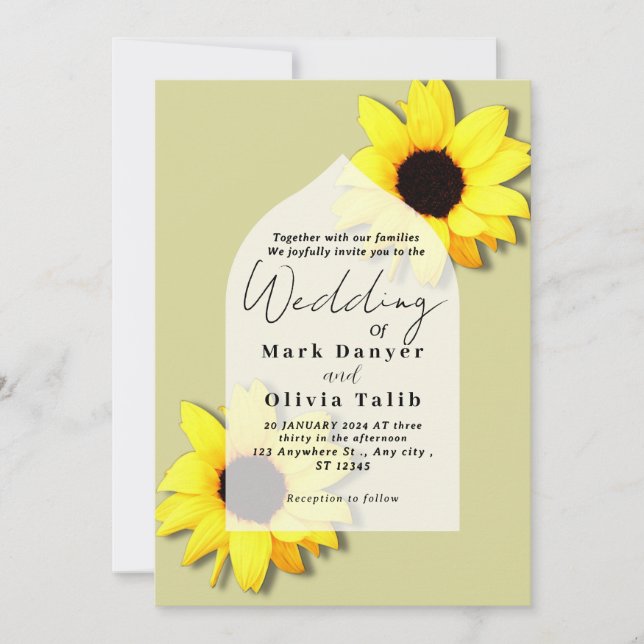 Convite Rustic Sunflower Weditation (Frente)