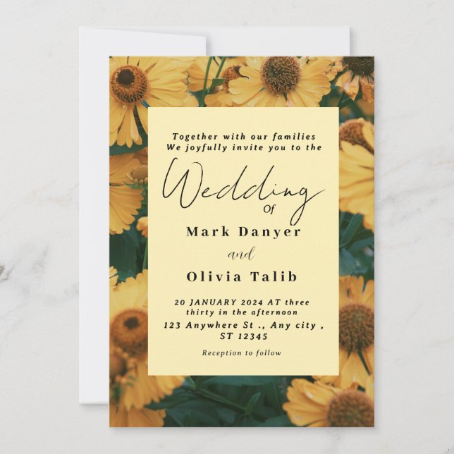 Convite Rustic Sunflower Weditation (Frente)