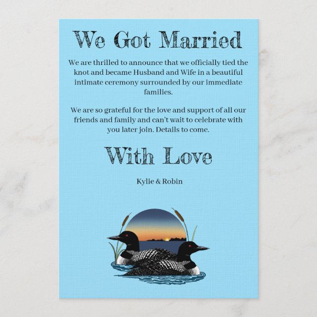 Convite Rustic Sunset Vintage Loons Lake  (Frente)