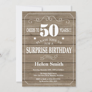 Convite Rustic Surprise 50th Aniversário Invitation