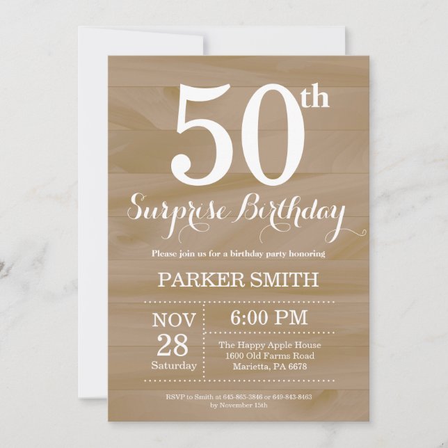 Convite Rustic Surprise 50th Aniversário Invitation (Frente)