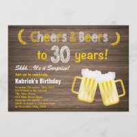 Rustic Surprise Cheers and Beers aniversário de 30