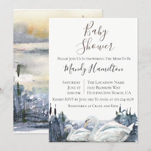 Convite Rustic Swan Lake Chá de fraldas