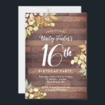Convite Rustic Sweet 16 Fall Florals Sai 16º Aniversário<br><div class="desc">Esta design apresenta ramos pintados bonito e folhas em cores de outono com pontos falsos de folha de ouro sobre um fundo de madeira rústica. Clique no botão personalizar para obter mais flexibilidade na modificação do texto ou na movimentação dos gráficos! No nosso compro, estão disponíveis variantes desta design, bem...</div>