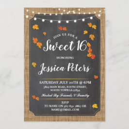 Convite Rustic Sweet 16 Party Fall Chalk Lights Convidam