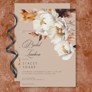 Convite Rustic Tan & Cream Fall Floral & Sai Lunchedo