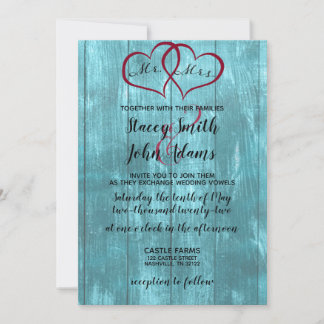 Convite Rustic Teal Wedding