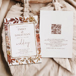 Convite Rustic Terracotta Florals Border QR Code Casamento<br><div class="desc">Rustic Terracotta Florals Fronteira QR Code Casamento. As flores coloridas caiam nas bordas com as palavras no interior. Adicione seu código QR ao seu site de casamento no verso para que seus convidados possam RSVP e ver todos os detalhes on-line sem a necessidade de gabinetes separados. Uma tipografia informal em...</div>