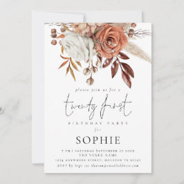 Convite Rustic Terracotta Florals Script 21rua Party