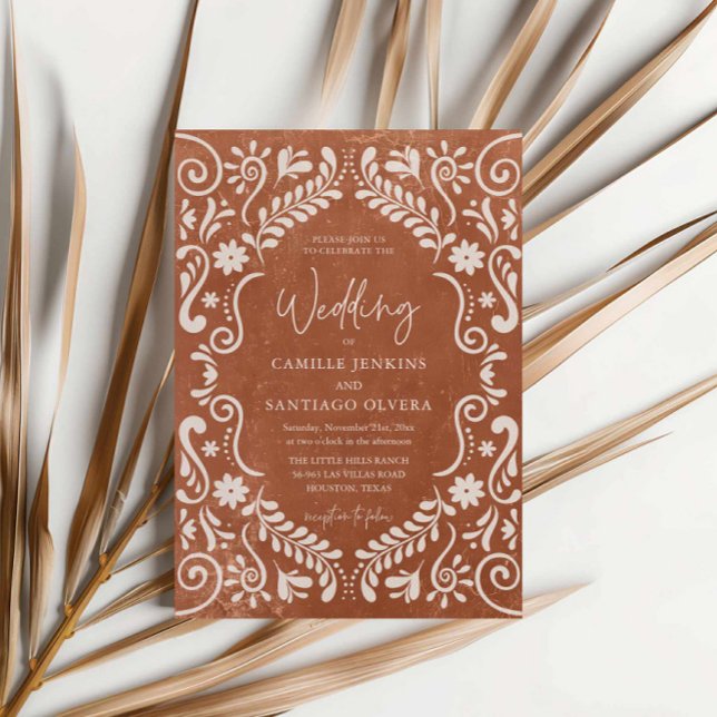 Convite Rustic Terracotta Mexicano Para Casamento (Rustic Terracotta Mexican Theme Wedding Invitation)