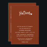 Convite Rustic Terracotta Script Sweet 16 Aniversário Foto<br><div class="desc">Rustic Terracotta Simple Minimalist Script Sweet 16 Aniversário Foto Convite</div>