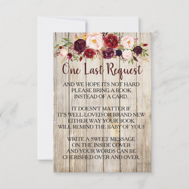 Convite Rustic Traga um livro em vez de Chá de fraldas de  (Frente)