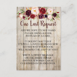 Convite Rustic Traga um livro em vez de Chá de fraldas de 