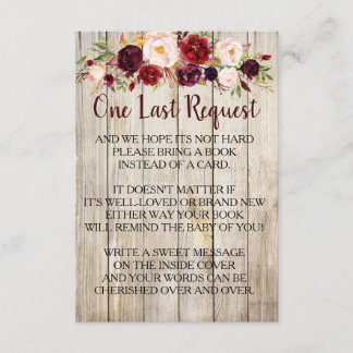 Convite Rustic Traga um livro em vez de Chá de fraldas de 
