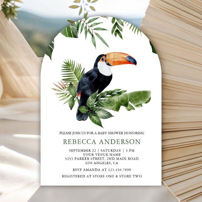 Convite Rustic Tropical Jungle Cute Toucan Baby Shower (Criador carregado)