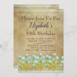 Convite Rustic Tuscan Dourado Birthday