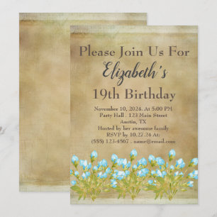 Convite Rustic Tuscan Dourado Birthday