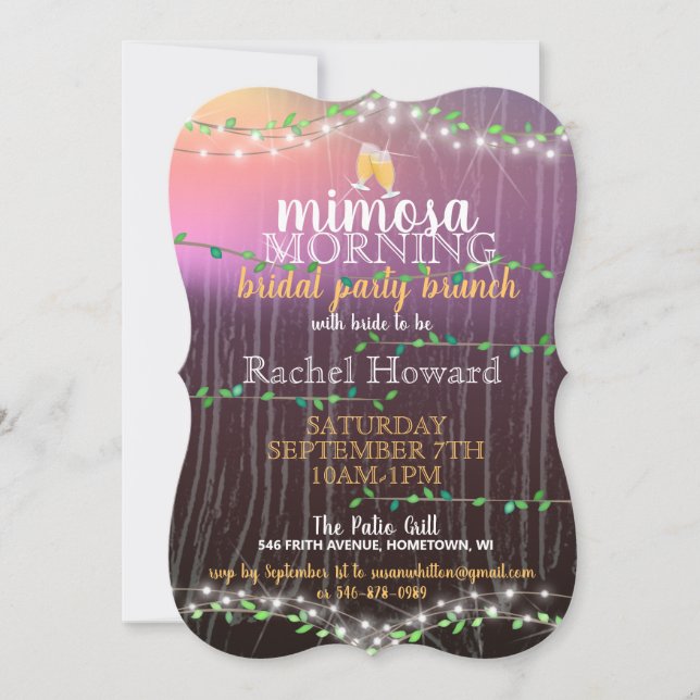 Convite Rustic Vine & Lights Bridal Brunch (Frente)