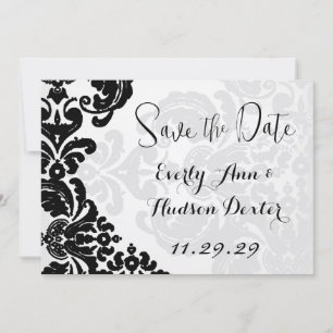 Convite Rustic Vintage Black Casamento tema damasco Save t