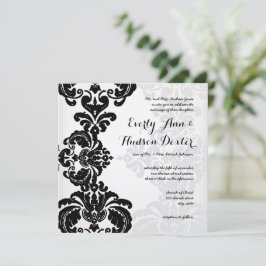 Convite Rustic Vintage Black Casamento tema damasco Save t