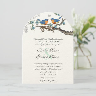 Convite Rustic Vintage Bluebirds Wedding Invitations