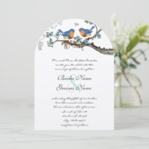 Rustic Vintage Bluebirds Wedding Invitations
