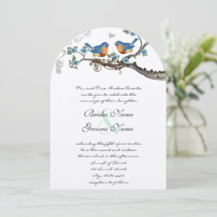 Convite Rustic Vintage Bluebirds Wedding Invitations
