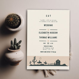 Convite Rustic Vintage Cowboy Casamento Barn Cactus Desert
