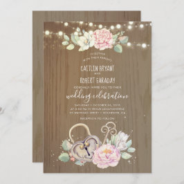 Convite Rustic Vintage Key e Lock Wedk