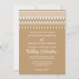 Convite Rustic Vintage Lace Kraft - Tipografia de Script d