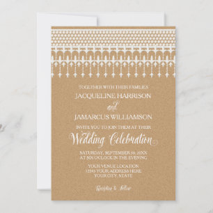 Convite Rustic Vintage Lace Kraft - Tipografia de Script d