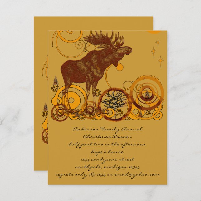 Convite Rustic Vintage Moose Natal (Frente/Verso)