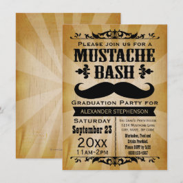 Convite Rustic Vintage Mustache Bash Festa de formatura