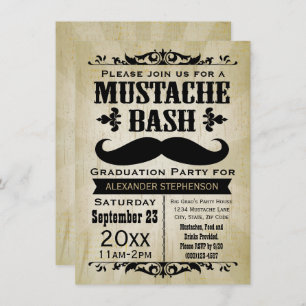 Convite Rustic Vintage Mustache Bash Festa de formatura