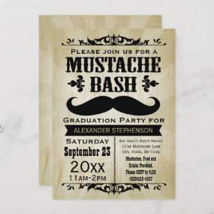 Convite Rustic Vintage Mustache Bash Festa de formatura