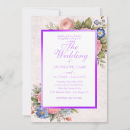 Convite Rustic Vintage Personalized Floral Rose Design    