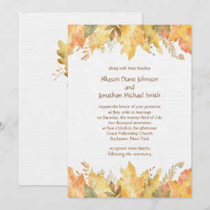 Convite Rustic Watercolor Autumn Deixa Casamento  