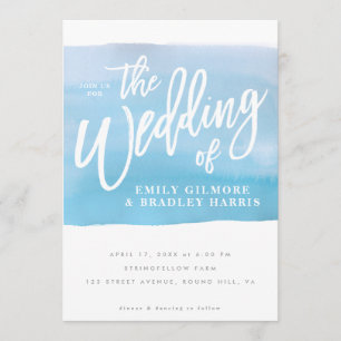 Convite Rustic Watercolor Blue