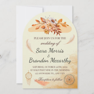 Convite Rustic Watercolor Bohemian Wedding Card