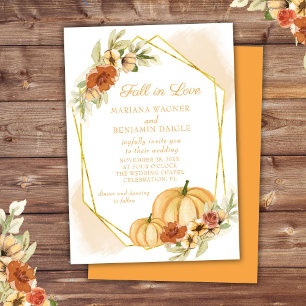 Convite Rustic Watercolor Call in Love Pumpkin Weding Inv