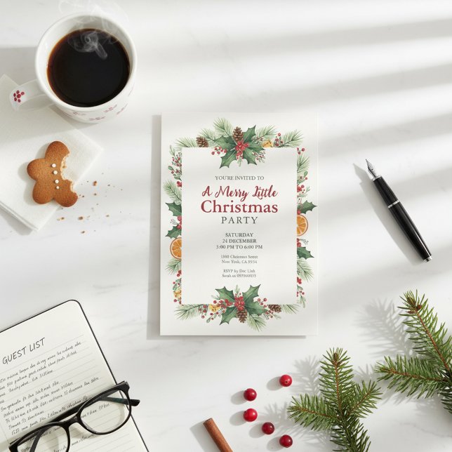 Convite Rustic Watercolor Christmas Invitation (Rustic Watercolor Christmas Invitation)