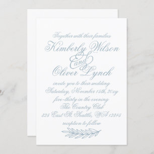 Convite Rustic Watercolor Dusty Blue Nature Leafy Casament