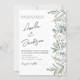 Convite Rustic Watercolor Eucalypõe Greenery Wedding Invi