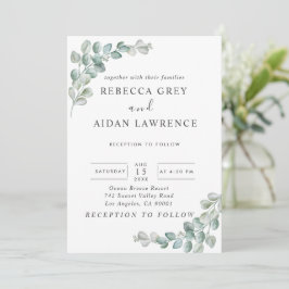 Convite Rustic Watercolor Eucalyptus Greenery Wedding
